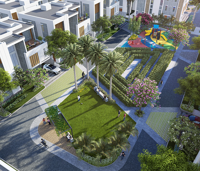 luxury gated community view from above